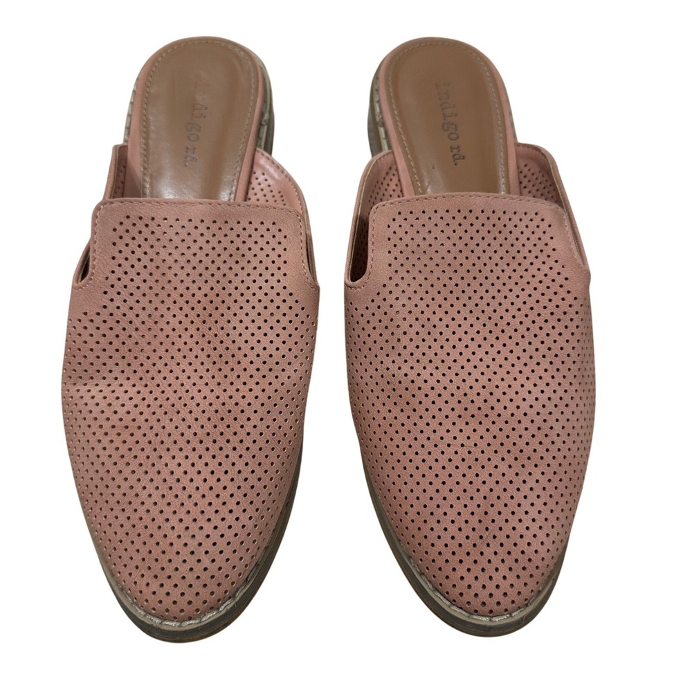Indigo rd Womens Blush Pink Perforated Pointed Toe Mules Size 6M Slip On Shoes‎